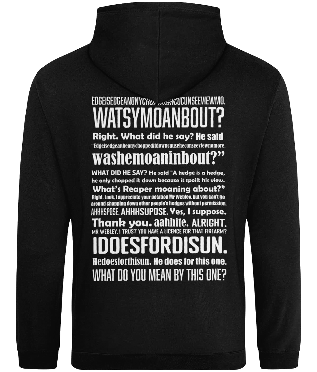 Hedge is a Hedge Design on Back of Hoodie
