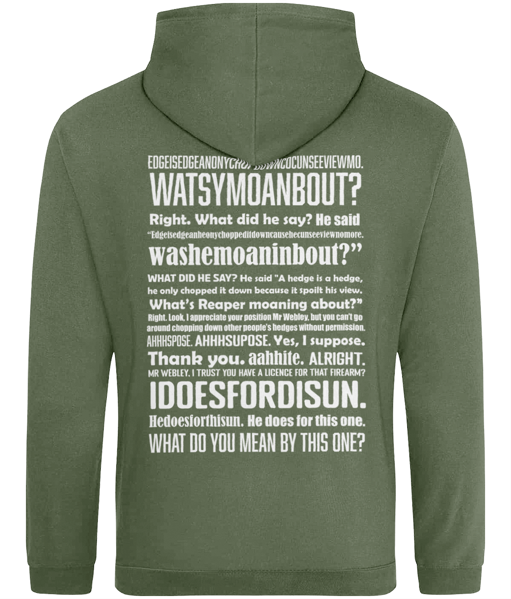 Hedge is a Hedge Design on Back of Hoodie