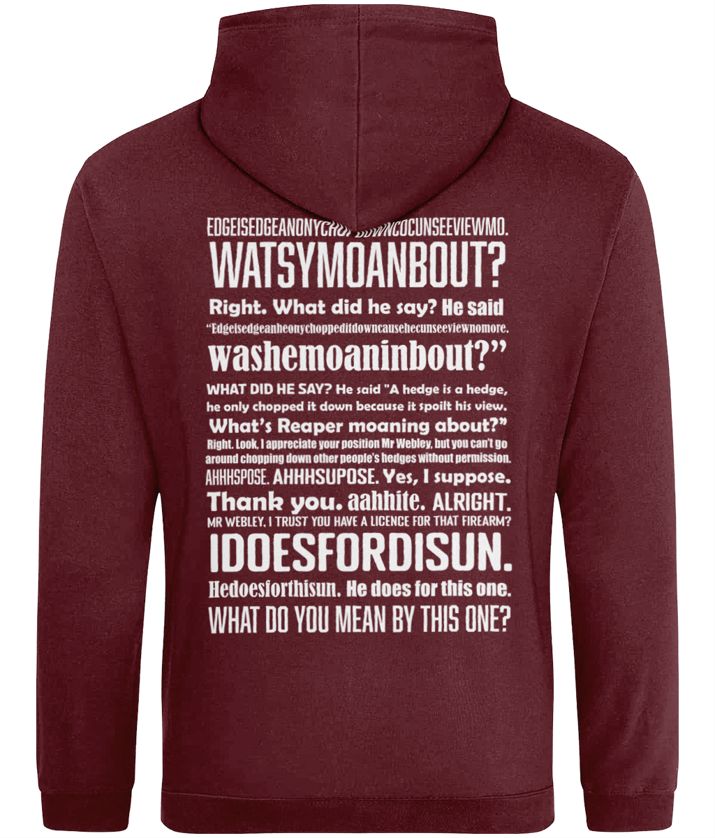 Hedge is a Hedge Design on Back of Hoodie