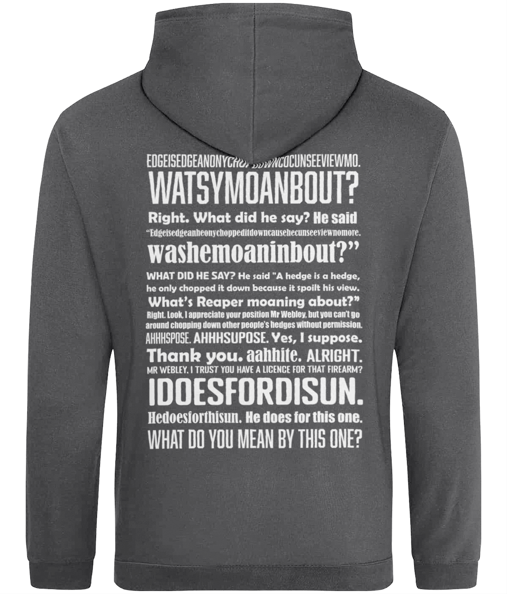 Hedge is a Hedge Design on Back of Hoodie