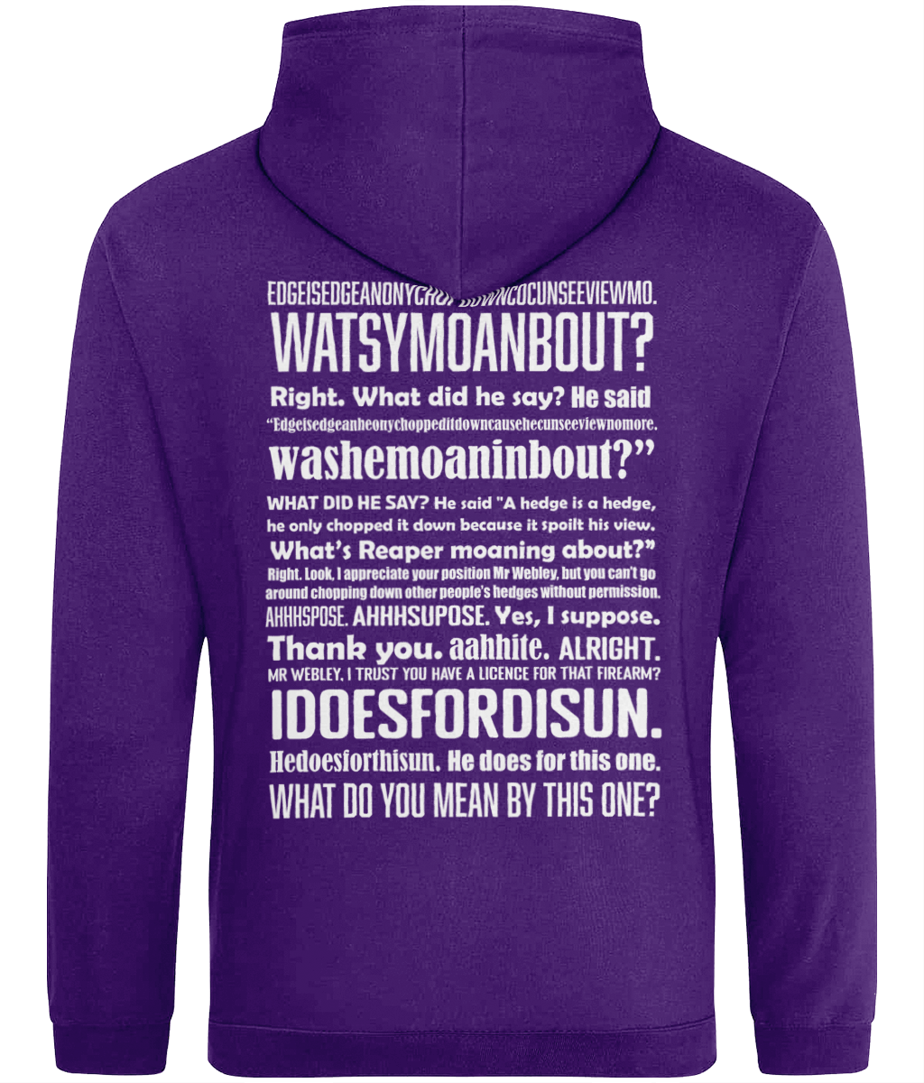 Hedge is a Hedge Design on Back of Hoodie