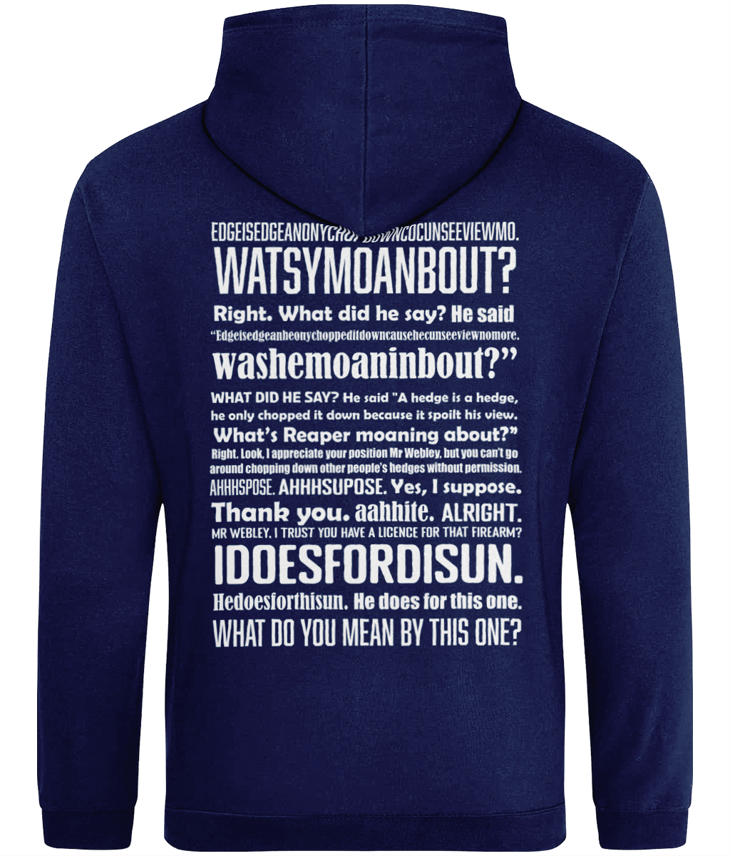 Hedge is a Hedge Design on Back of Hoodie