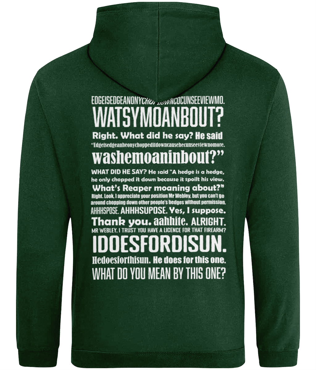 Hedge is a Hedge Design on Back of Hoodie