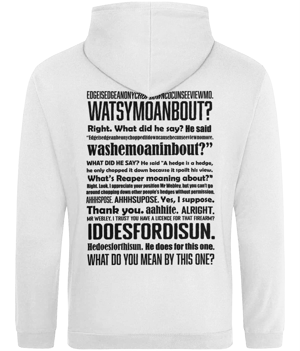 Hedge is a Hedge Design on Back of Hoodie