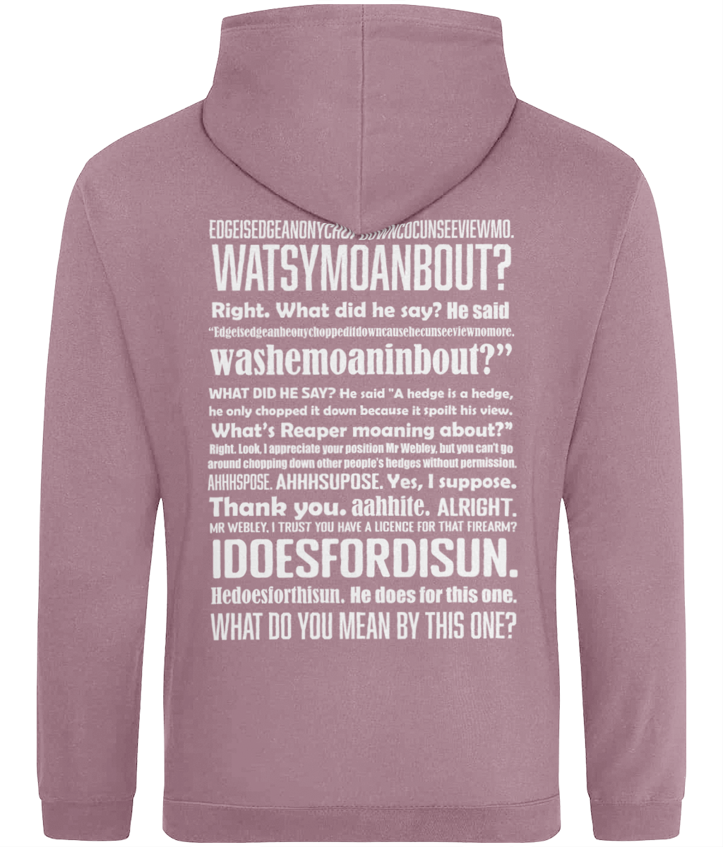 Hedge is a Hedge Design on Back of Hoodie